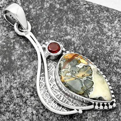 Maligano Jasper - Indonesia & Garnet Pendant P-1467 SDP109628