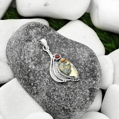 Maligano Jasper - Indonesia & Garnet Pendant P-1467 SDP109628