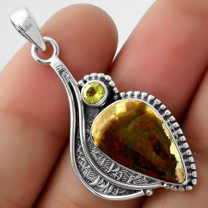 Natural Chrome Chalcedony & Peridot Pendant P-1467 SDP109630