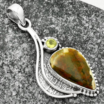 Natural Chrome Chalcedony & Peridot Pendant P-1467 SDP109630