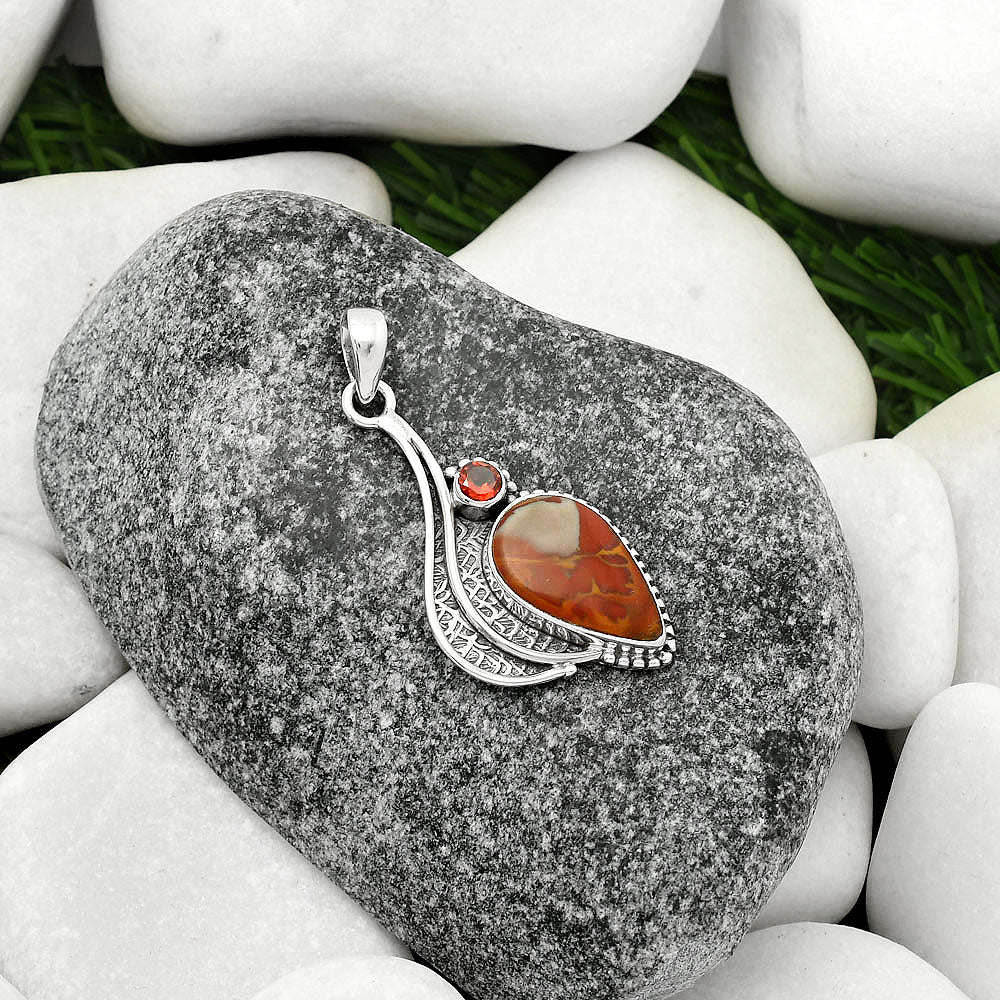 Natural Noreena Jasper & Garnet Pendant P-1467 SDP109631