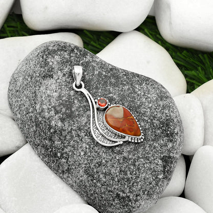 Natural Noreena Jasper & Garnet Pendant P-1467 SDP109631