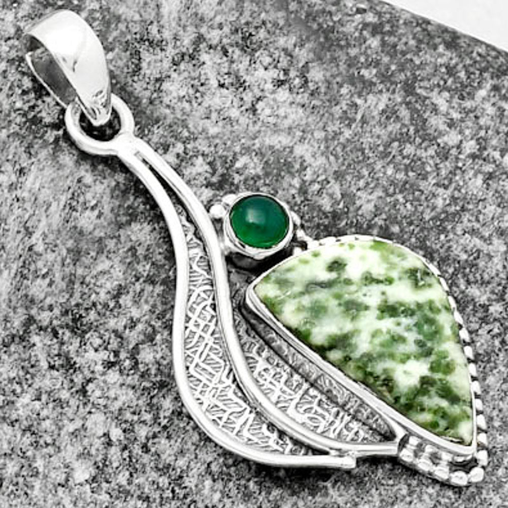 Natural Dioptase & Green Onyx Pendant P-1467 SDP109652