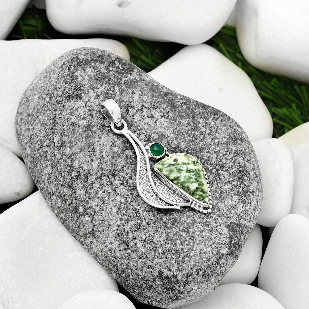 Natural Dioptase & Green Onyx Pendant P-1467 SDP109652