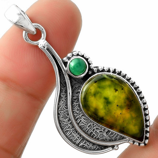Natural Chrome Chalcedony & Green Onyx Pendant P-1467 SDP109654
