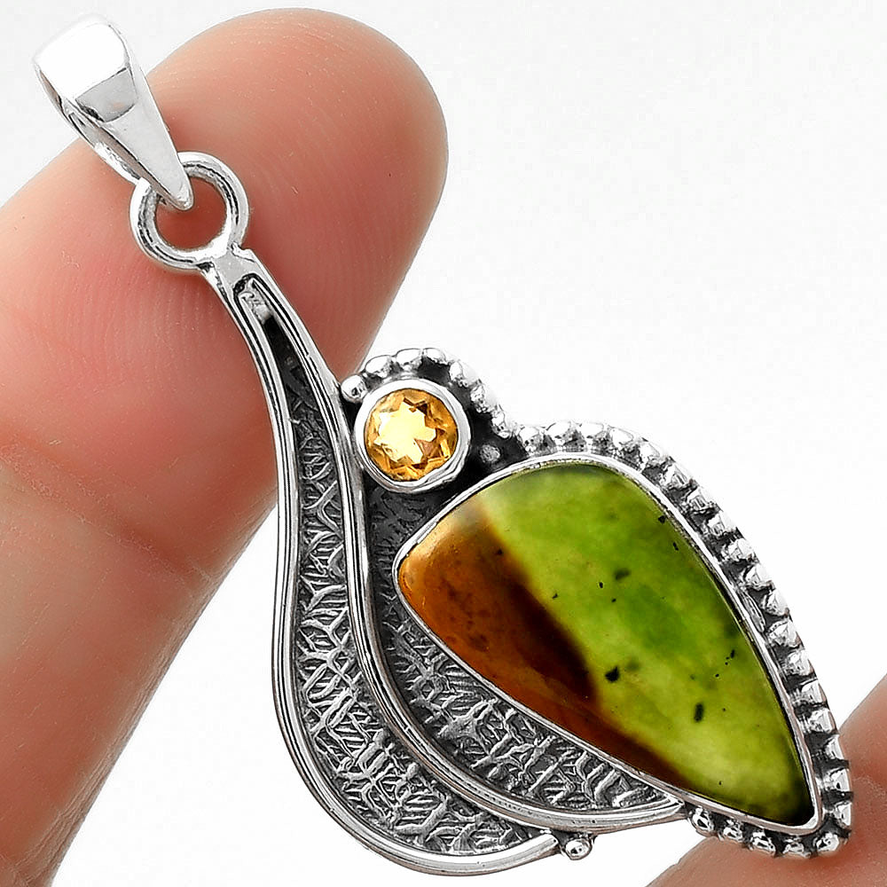 Natural Chrome Chalcedony & Citrine Pendant P-1467 SDP109666