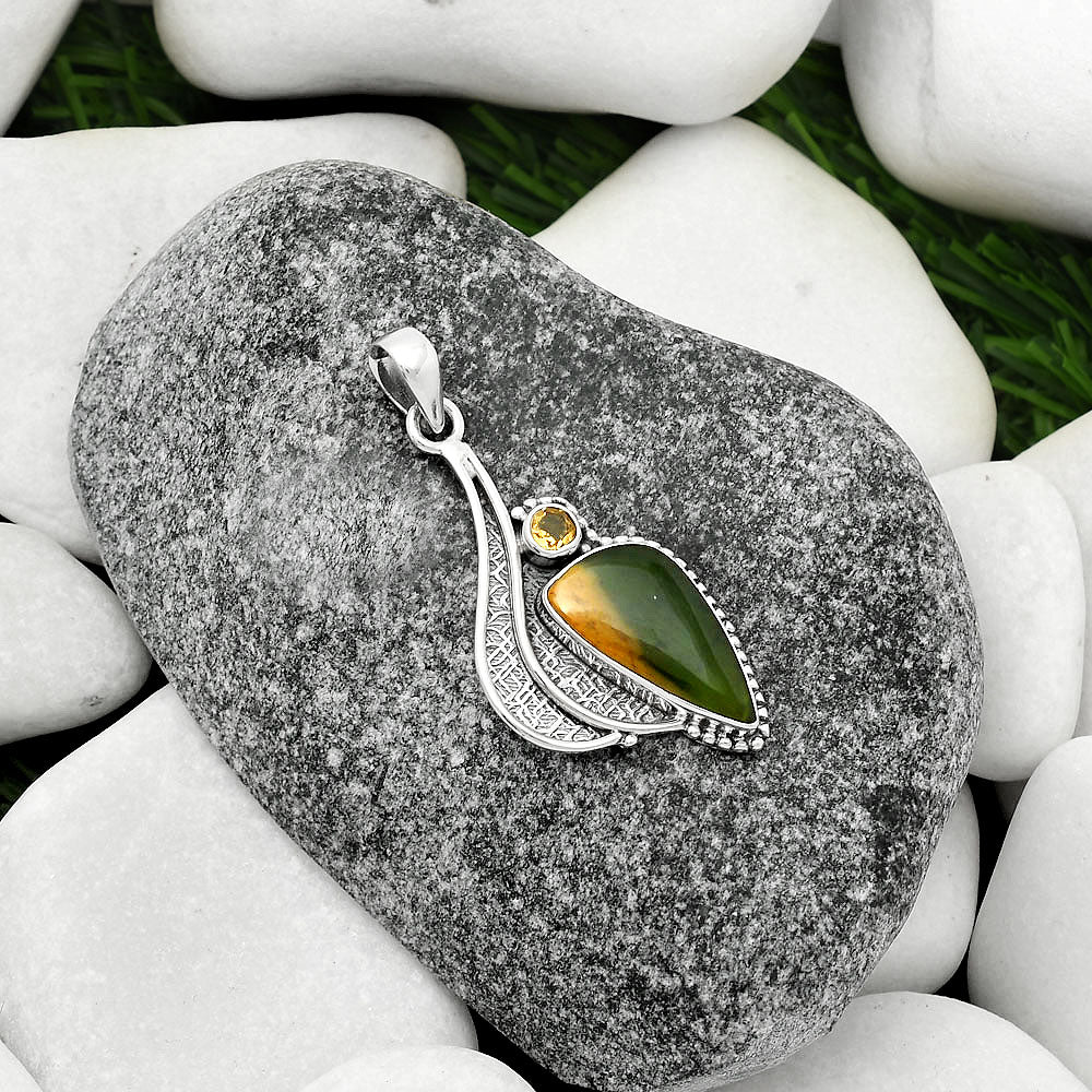 Natural Chrome Chalcedony & Citrine Pendant P-1467 SDP109666