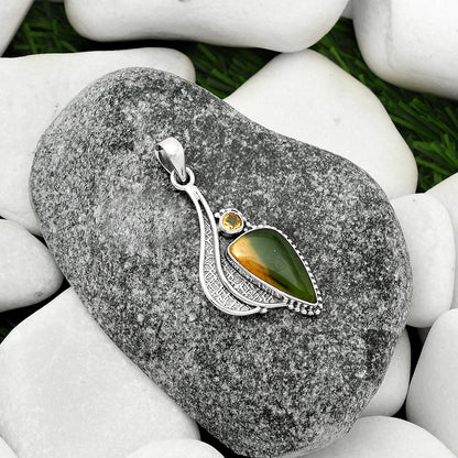 Natural Chrome Chalcedony & Citrine Pendant P-1467 SDP109666