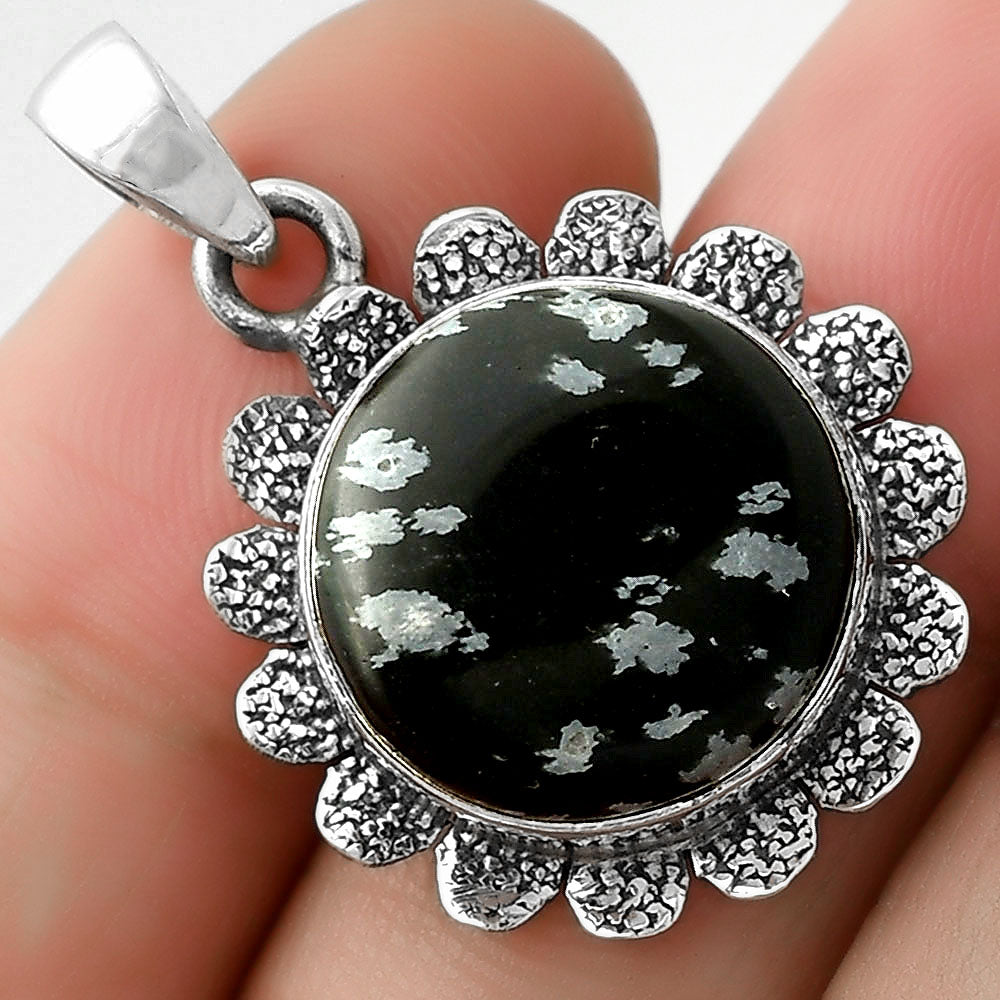 Natural Snow Flake Obsidian Pendant P-1205 SDP109669