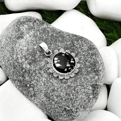 Natural Snow Flake Obsidian Pendant P-1205 SDP109669