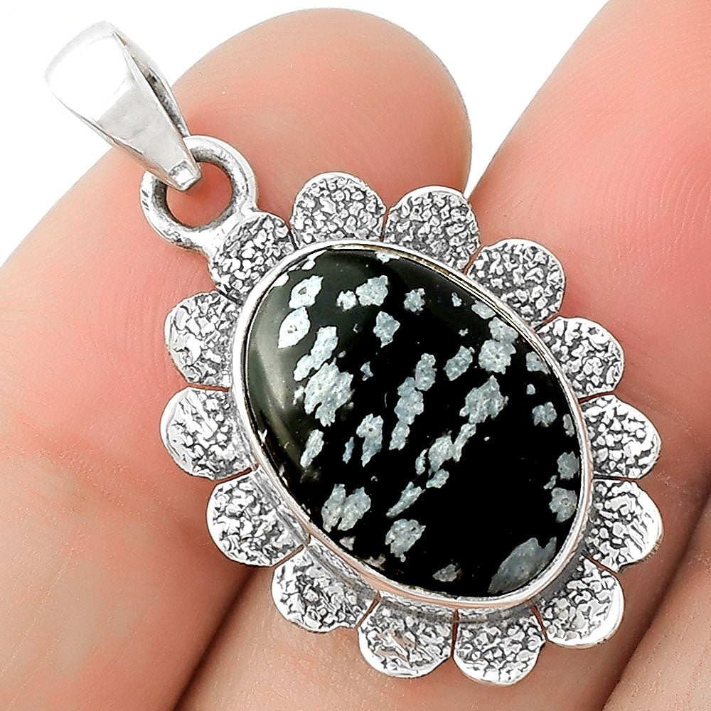 Natural Snow Flake Obsidian Pendant P-1205 SDP109687