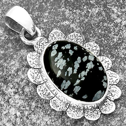 Natural Snow Flake Obsidian Pendant P-1205 SDP109687