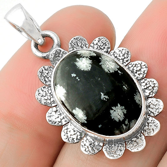 Natural Snow Flake Obsidian Pendant P-1205 SDP109709