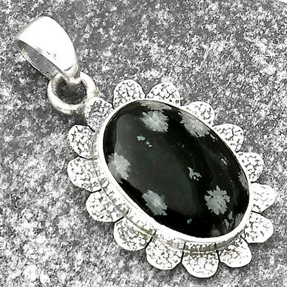 Natural Snow Flake Obsidian Pendant P-1205 SDP109709