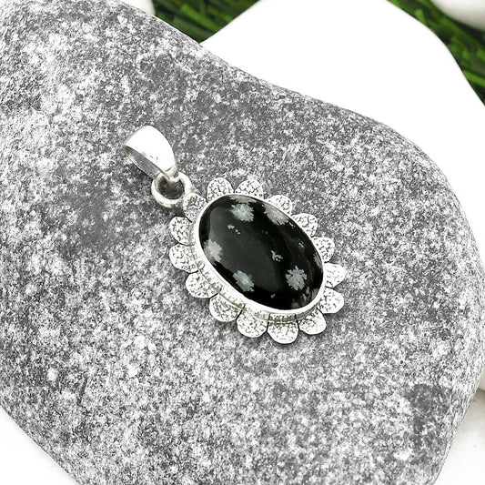 Natural Snow Flake Obsidian Pendant P-1205 SDP109709