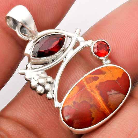 Natural Noreena Jasper & Garnet Pendant P-1704 SDP109725