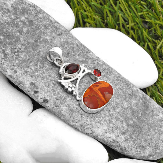 Natural Noreena Jasper & Garnet Pendant P-1704 SDP109725