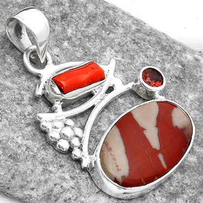 Noreena Jasper, Coral Stick & Garnet Pendant P-1704 SDP109755