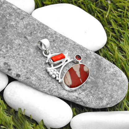 Noreena Jasper, Coral Stick & Garnet Pendant P-1704 SDP109755