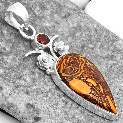 Coquina Fossil Jasper India & Garnet Pendant P-1695 SDP109764