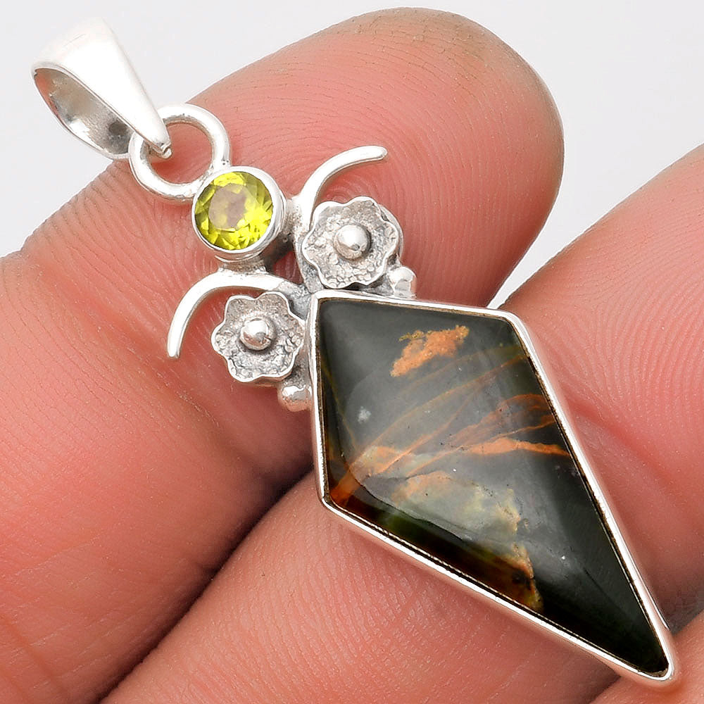 Turkish Rainforest Chrysocolla & Peridot Pendant P-1695 SDP109765