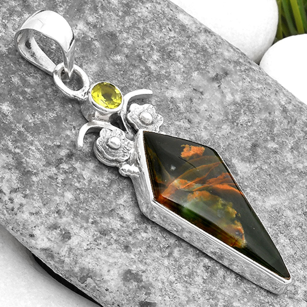 Turkish Rainforest Chrysocolla & Peridot Pendant P-1695 SDP109765