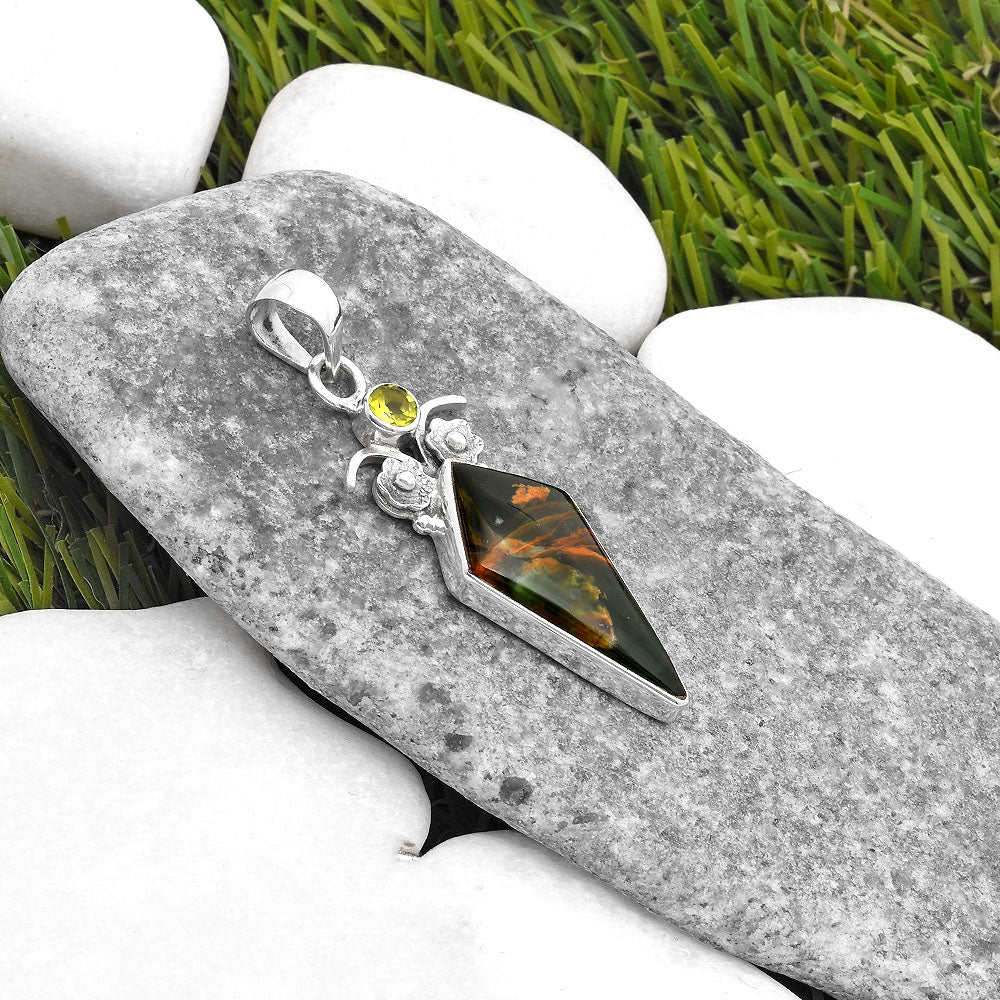 Turkish Rainforest Chrysocolla & Peridot Pendant P-1695 SDP109765