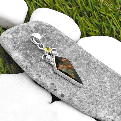 Turkish Rainforest Chrysocolla & Peridot Pendant P-1695 SDP109765