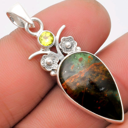 Turkish Rainforest Chrysocolla & Peridot Pendant P-1695 SDP109773