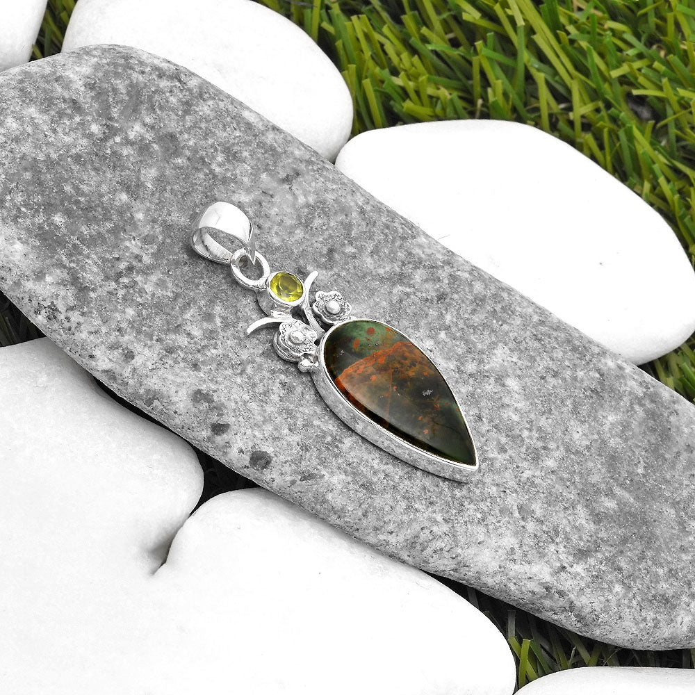 Turkish Rainforest Chrysocolla & Peridot Pendant P-1695 SDP109773