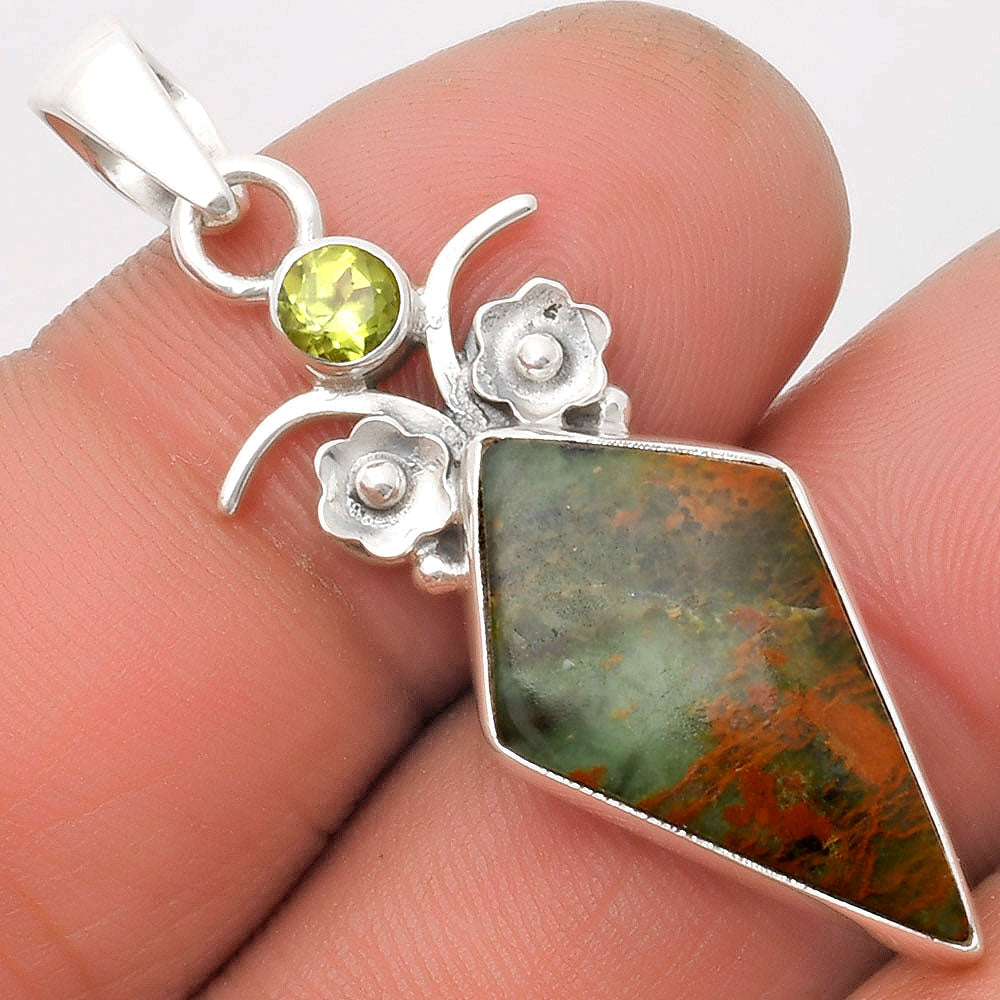 Turkish Rainforest Chrysocolla & Peridot Pendant P-1695 SDP109779