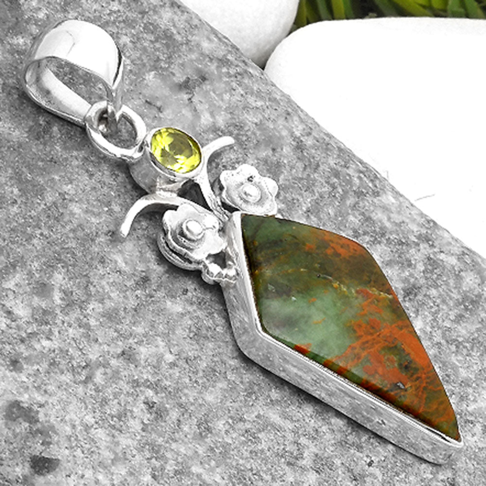 Turkish Rainforest Chrysocolla & Peridot Pendant P-1695 SDP109779