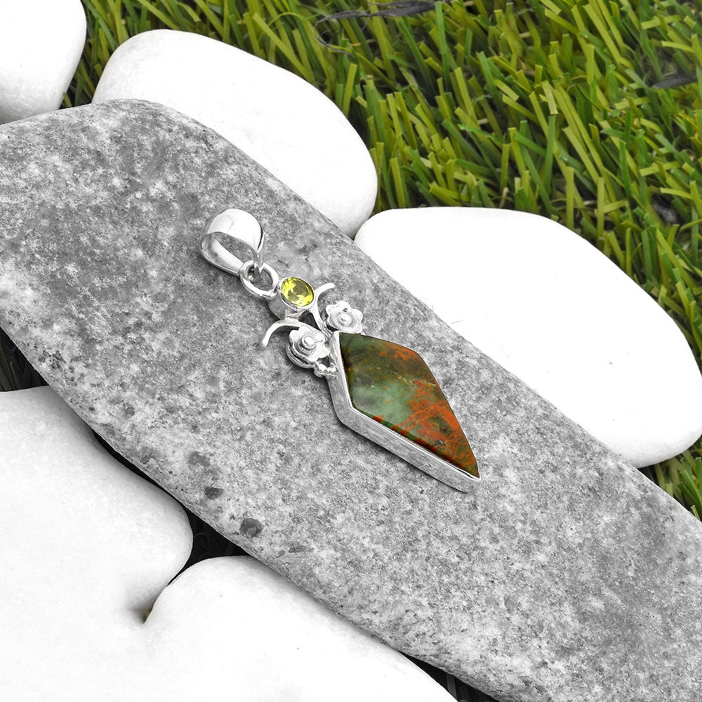 Turkish Rainforest Chrysocolla & Peridot Pendant P-1695 SDP109779