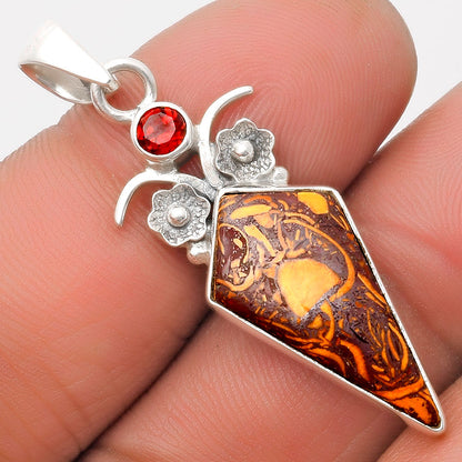 Coquina Fossil Jasper India & Garnet Pendant P-1695 SDP109781