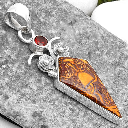 Coquina Fossil Jasper India & Garnet Pendant P-1695 SDP109781