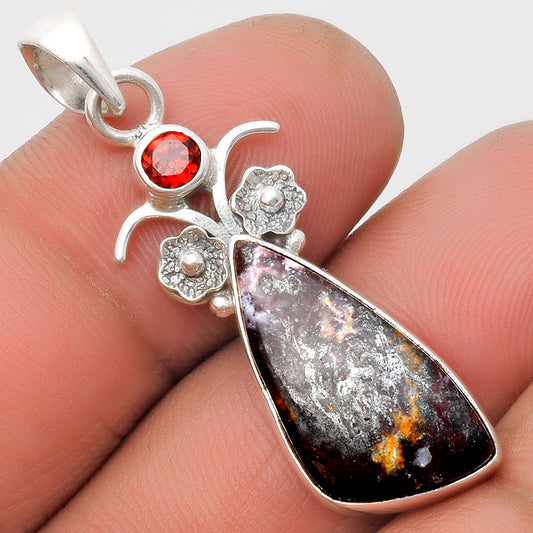 Natural Indian Blanket Jasper & Garnet Pendant P-1695 SDP109794
