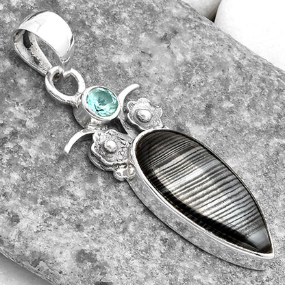 Black Malachite & Sky Blue Topaz Pendant P-1695 SDP109804