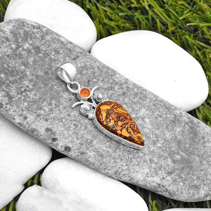 Coquina Fossil Jasper & Carnelian Pendant P-1695 SDP109808