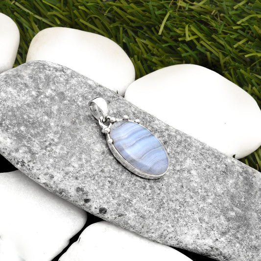 Natural Blue Lace Agate South Africa Pendant P-1349 SDP109932