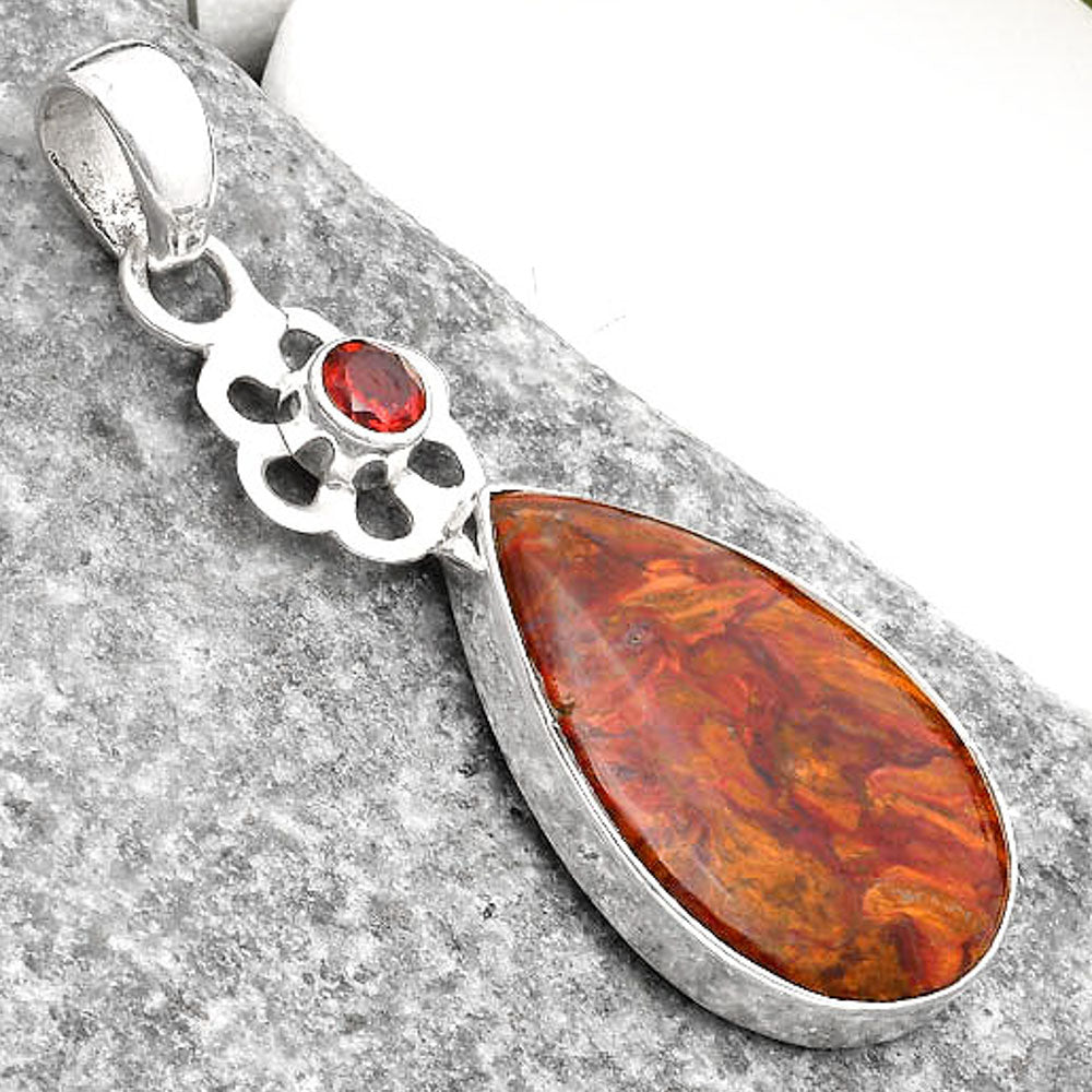 Natural Pietersite - Namibia & Garnet Pendant P-1634 SDP109961