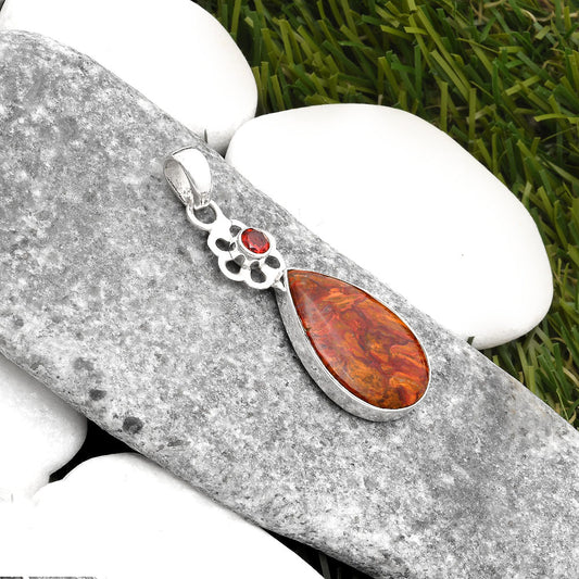 Natural Pietersite - Namibia & Garnet Pendant P-1634 SDP109961