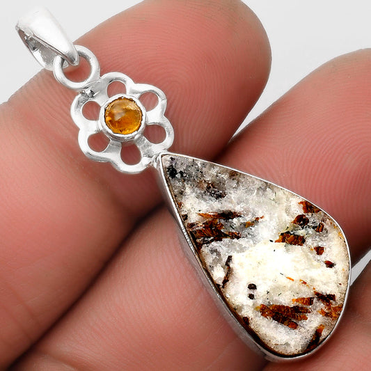 Astrophyllite Druzy Russia & Citrine Pendant P-1634 SDP109965
