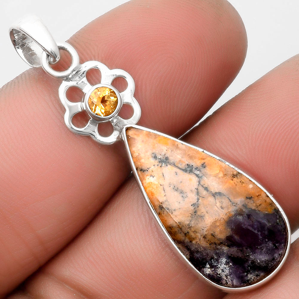 Amethyst Sage Agate Nevada & Citrine Pendant P-1634 SDP109973