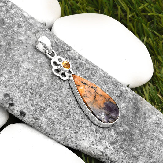 Amethyst Sage Agate Nevada & Citrine Pendant P-1634 SDP109973