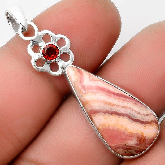 Rhodochrosite Argentina & Garnet Pendant P-1634 SDP109976