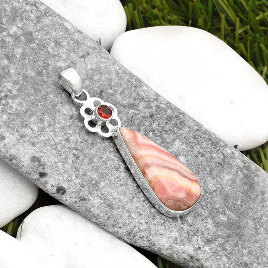 Rhodochrosite Argentina & Garnet Pendant P-1634 SDP109976