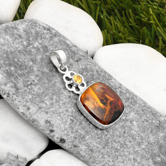 Natural Pietersite Namibia & Citrine Pendant P-1634 SDP109977