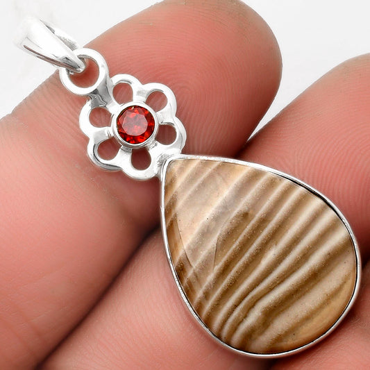 Natural Flint Stone & Garnet Pendant P-1634 SDP109980