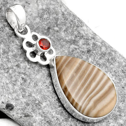 Natural Flint Stone & Garnet Pendant P-1634 SDP109980