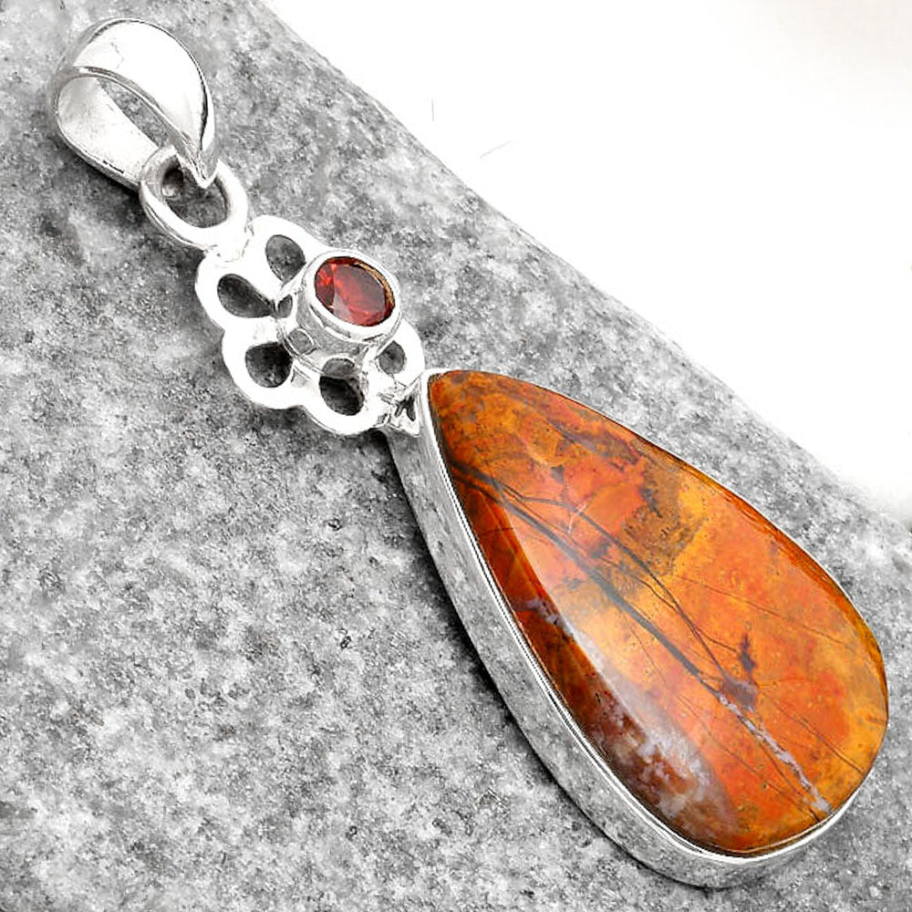 Rare Cady Mountain Agate & Garnet Pendant P-1634 SDP109989